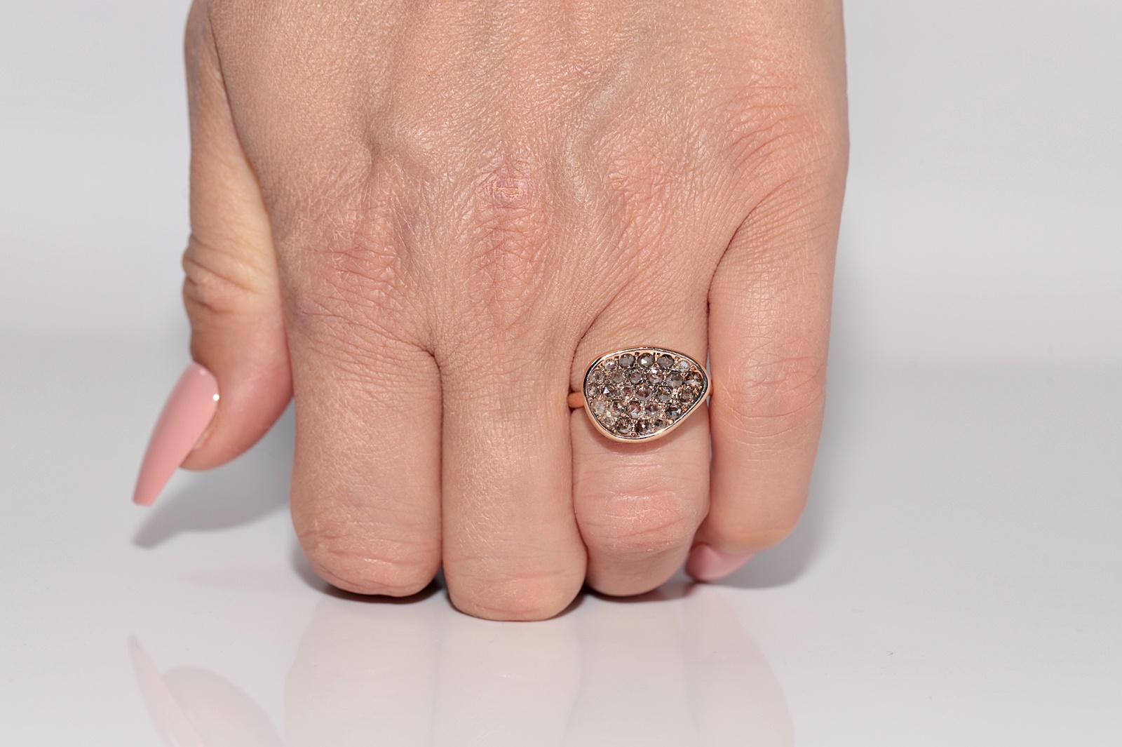Anillo decorado con diamantes talla rosa de oro rosa de 18k en venta 10