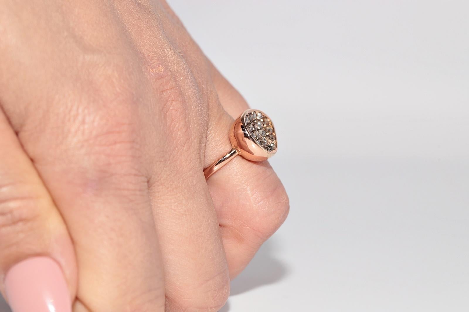 Anillo decorado con diamantes talla rosa de oro rosa de 18k en venta 12