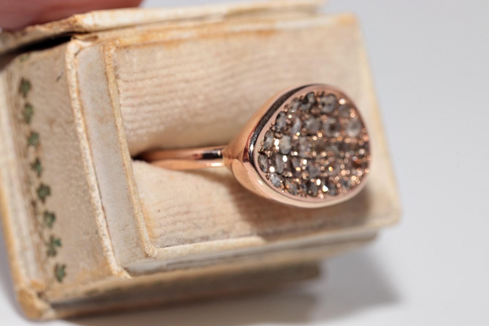 Anillo decorado con diamantes talla rosa de oro rosa de 18k Moderno en venta