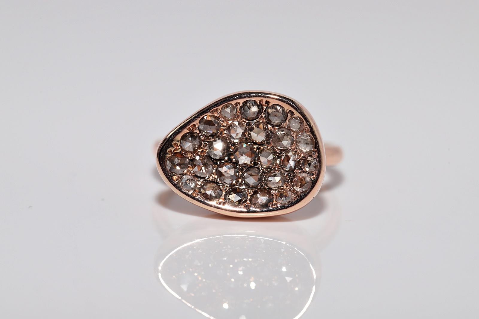 Anillo decorado con diamantes talla rosa de oro rosa de 18k Corte rosa en venta