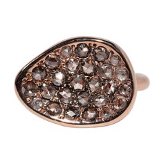 18k Rose Gold Rose Cut Diamond Decorated Ring