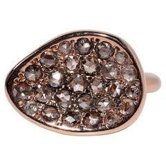 Anillo decorado con diamantes talla rosa de oro rosa de 18k