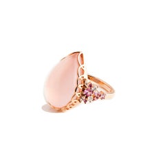 18K Rose Gold Rose Quartz and Pink Sapphire Ring