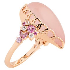 18K Rose Gold Rose Quartz and Pink Sapphire Ring