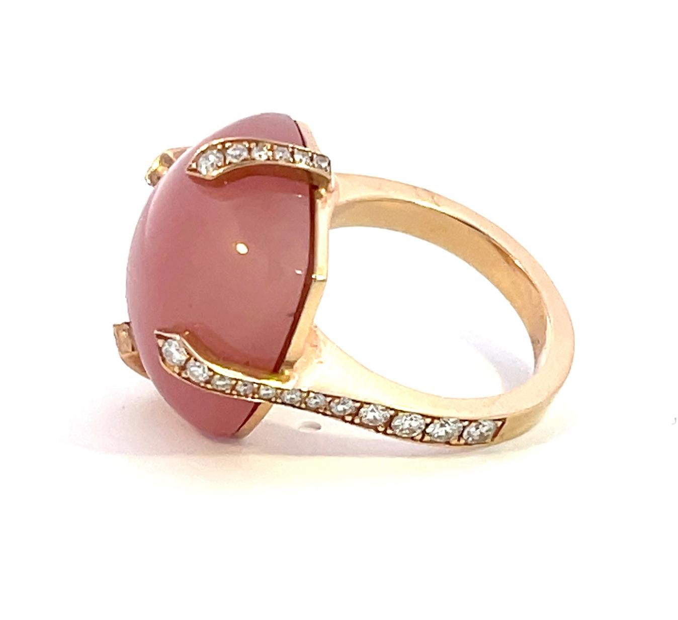 18K Rose Gold Rose Quartz Ring In New Condition For Sale In Los Angeles, CA