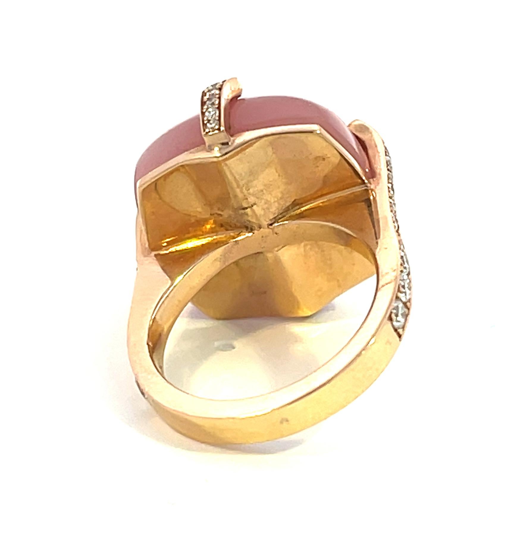 18K Rose Gold Rose Quartz Ring For Sale 1