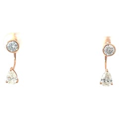 18K Rose Gold Round Diamond Studs with Pear Shaped Diamond Jackets