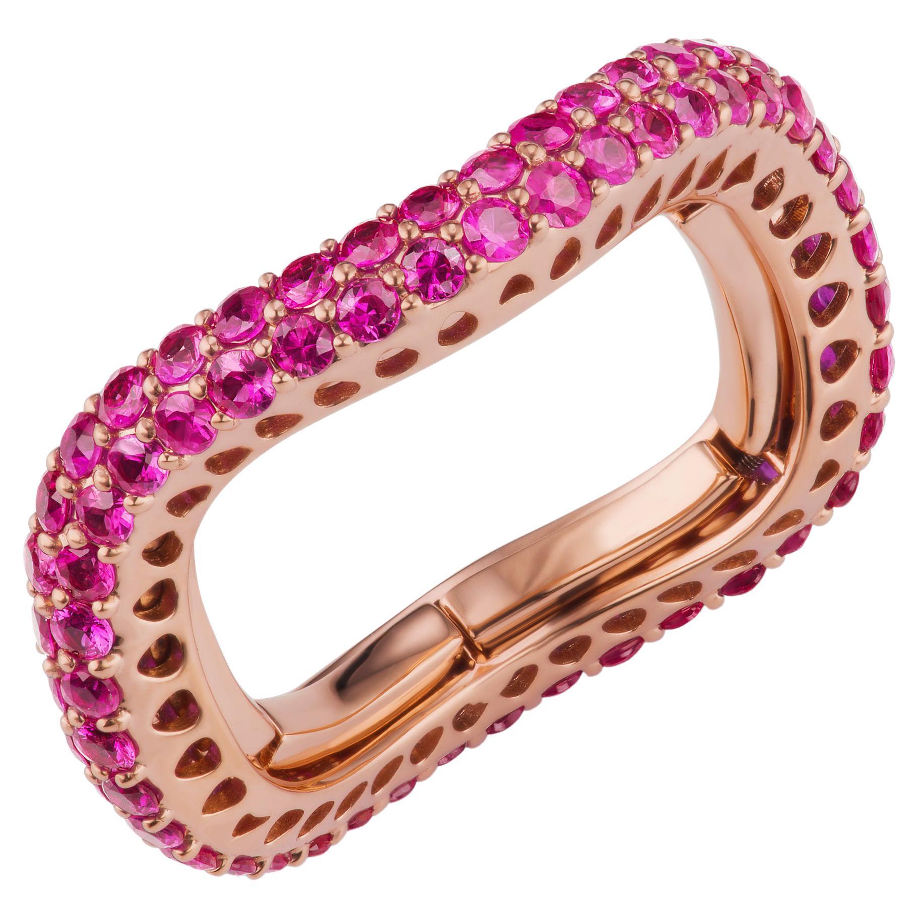 18k Pink Rose Gold Chain Band Ring For Sale at 1stDibs