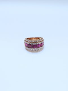 18K Rose Gold Ruby and Diamond Band Ring