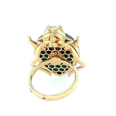 Anello Coccinella in oro rosa 18K con rubino e diamanti neri