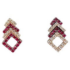 Orecchini in oro rosa 18K con rubini e diamanti 0.25ctw Rubini 0.19ctw Diamanti