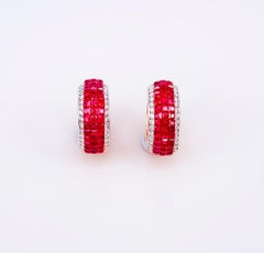18 Karat Rose Gold Ruby Hoop Earrings