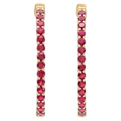 Aros de rubí de oro rosa de 18 quilates TW. 3,40ct