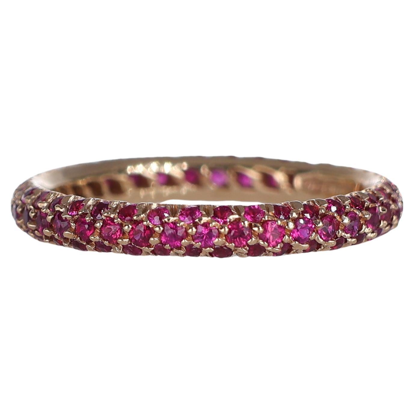18K Rose Gold Ruby Pavé Band Ring