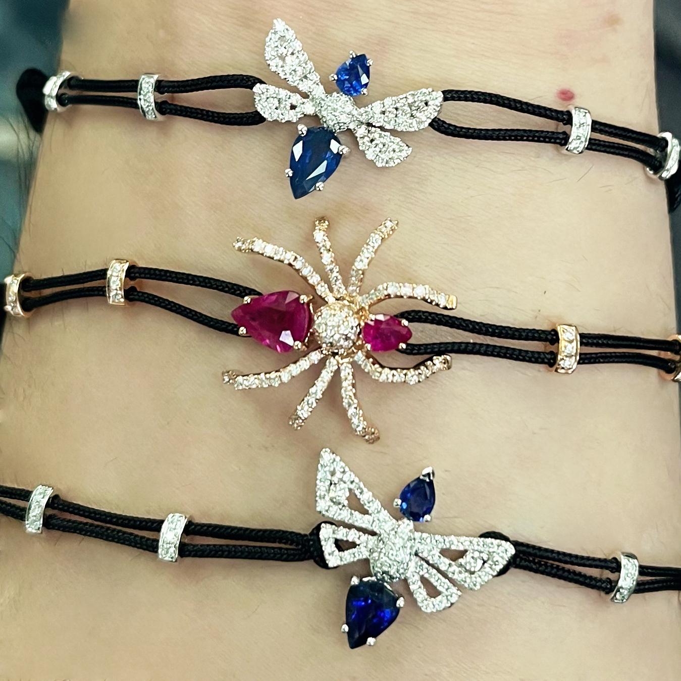 Bracelet tissé en or rose 18K avec rubis et diamants Neuf - En vente à Hong Kong, HK