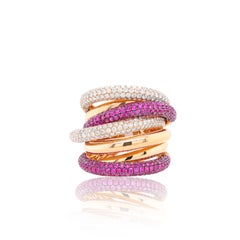 18k Rose Gold Sapphire and Diamond Ring with 3.00 Carats of Pink Sapphires