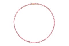 18K Rose Gold Sapphire Tennis Necklace Tw. 13.56 carat