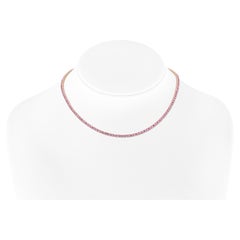 18 Karat Roségold Saphir-Tennis-Halskette Tw. 13,56 Karat