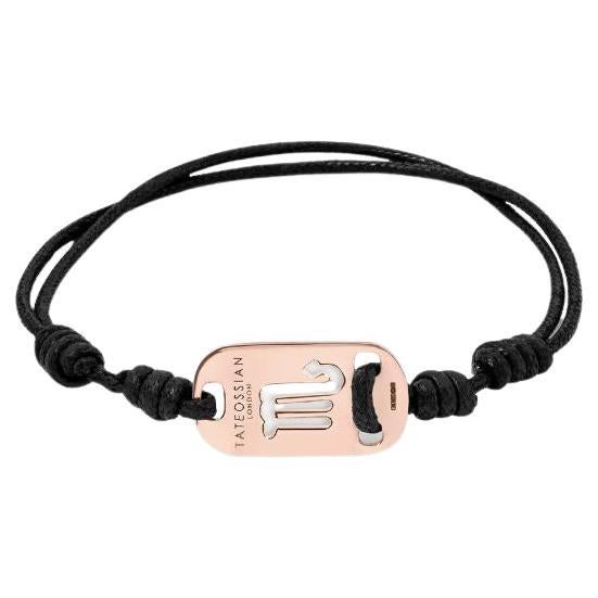 18K Rose Gold Scorpio Bracelet with Black Cord For Sale