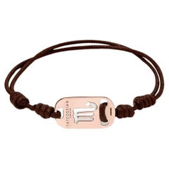 18K Rose Gold Scorpio Bracelet with Brown Cord