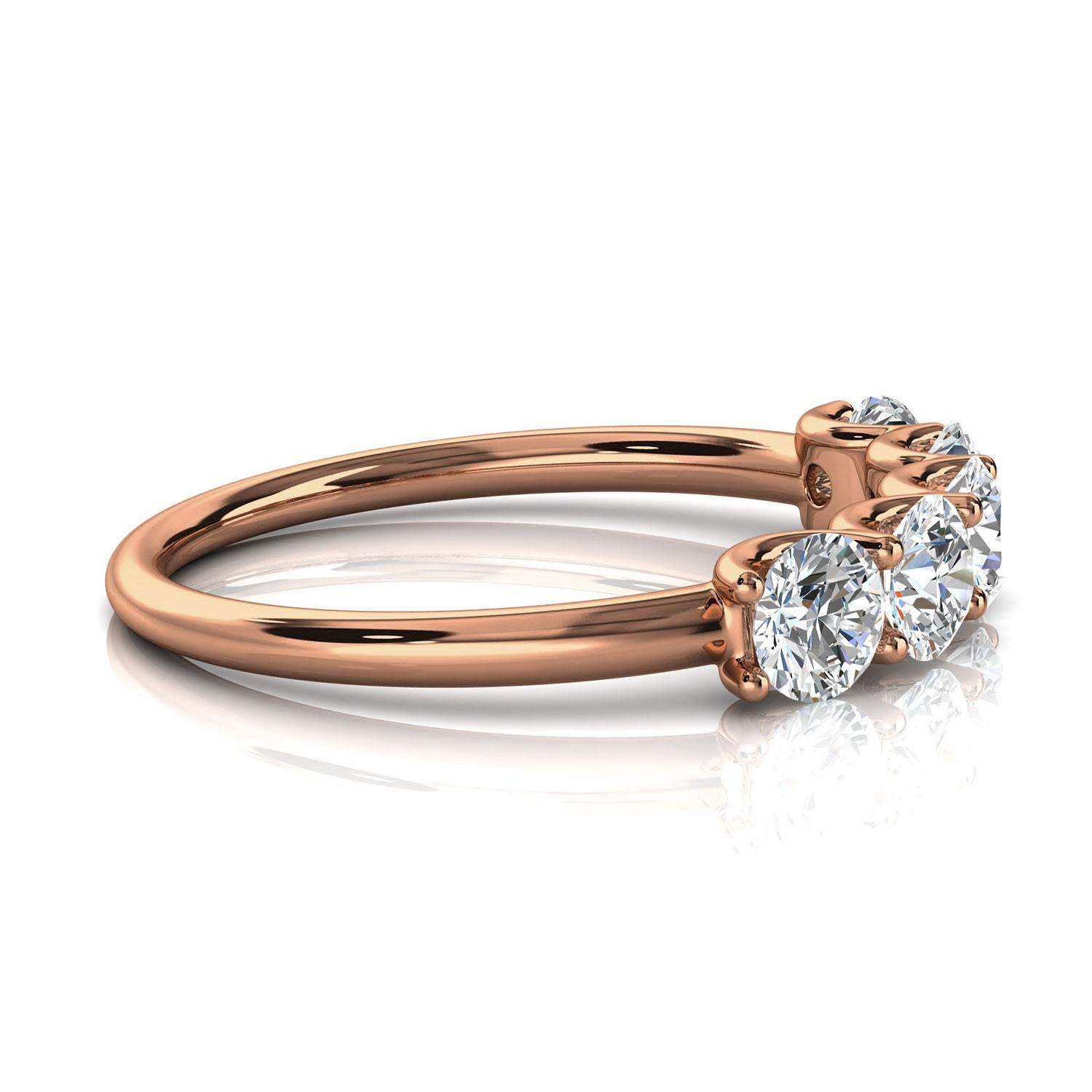 Round Cut 18k Rose Gold Sevilla Diamond Ring '1 Ct. Tw' For Sale