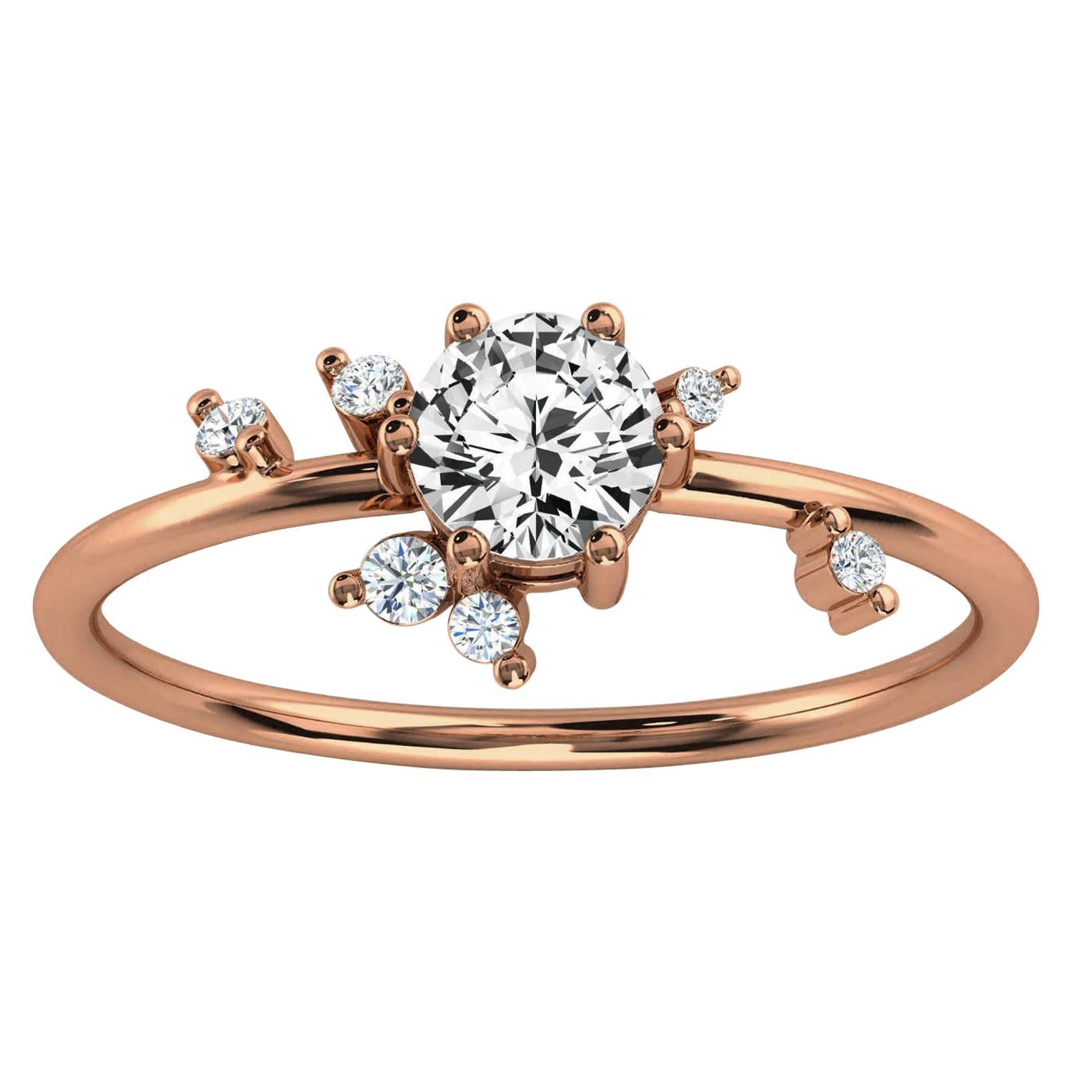 18K Rose Gold Shayna Petite Design Round Diamond Ring 'Center- 1/3 Carat'