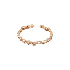 18k Rose Gold Shiny Bangle with Round Cut Diamonds