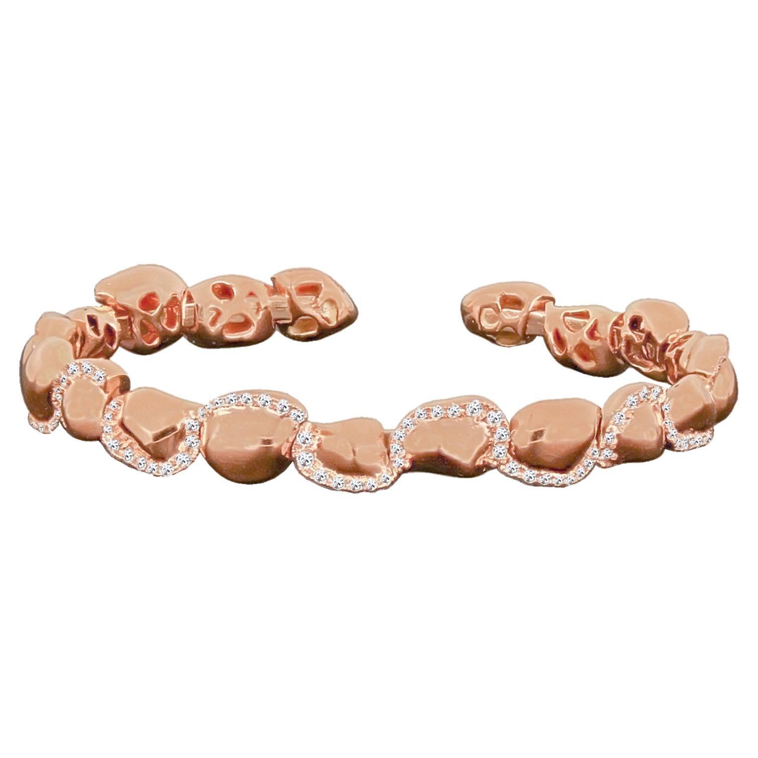 Bracelet brillant en or rose 18 carats avec diamants ronds en vente