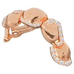 18k Rose Gold Shiny Ear Cuff with Round Cut Diamonds