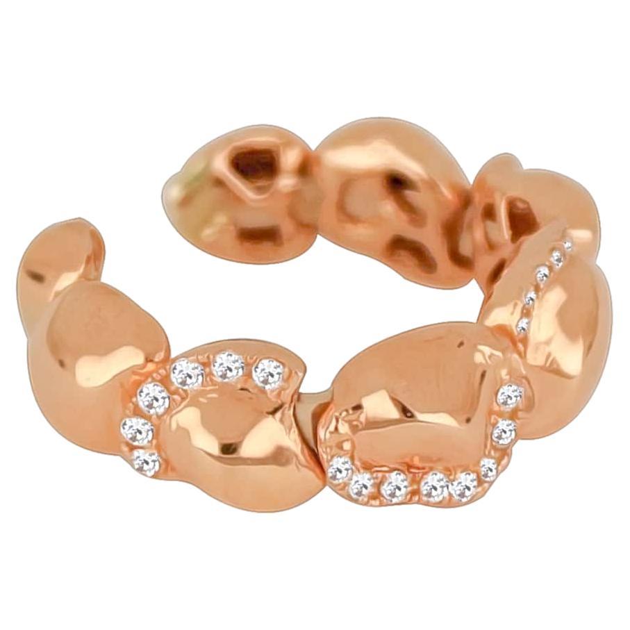 For Sale:  18k Rose Gold Shiny Ring with Round Cut Diamonds