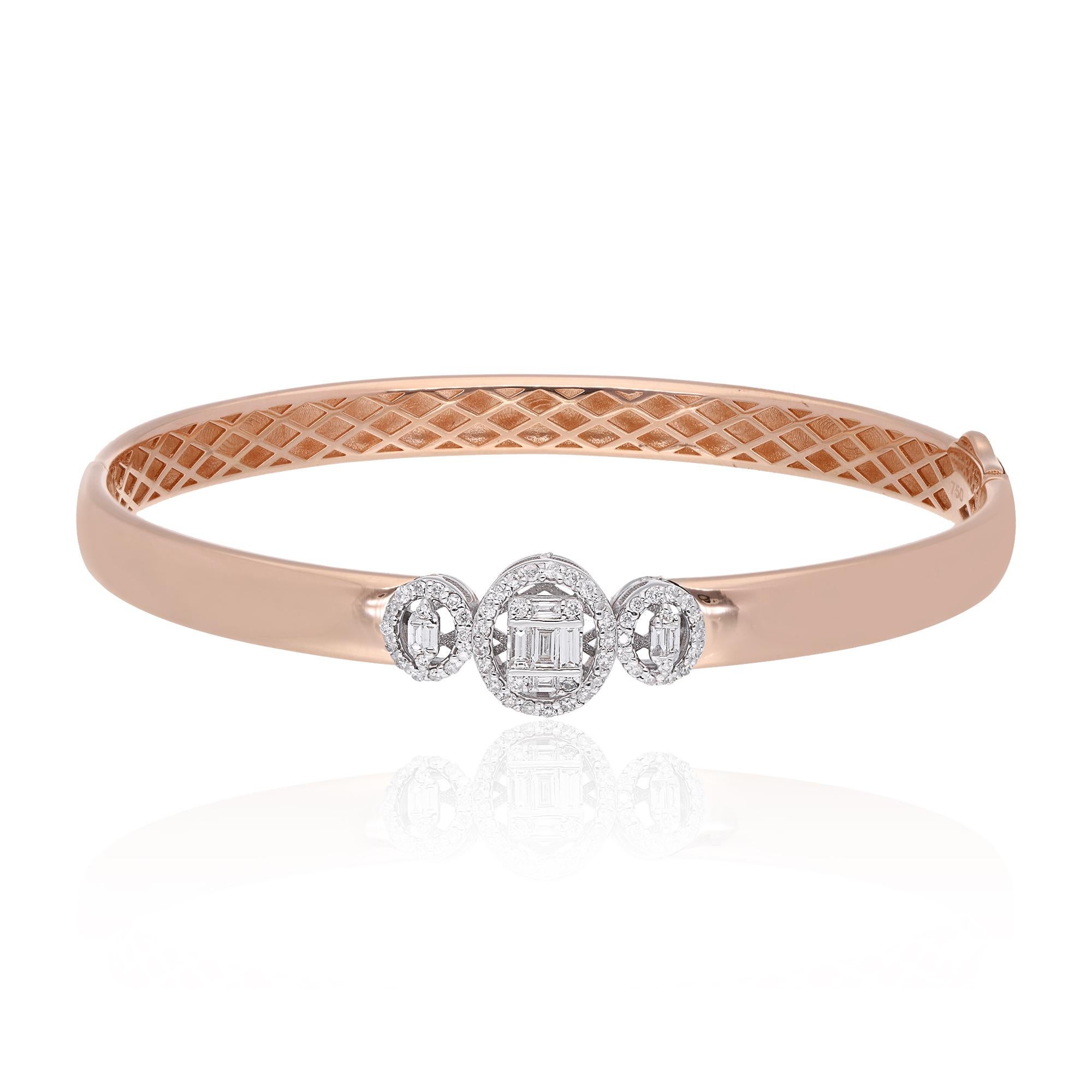 Pulsera fina de oro rosa de 18 quilates SI/H con racimo de diamantes de 0,45 ct Regalo perfecto para esposa en Nuevo estado para la venta en Diera, Dubai