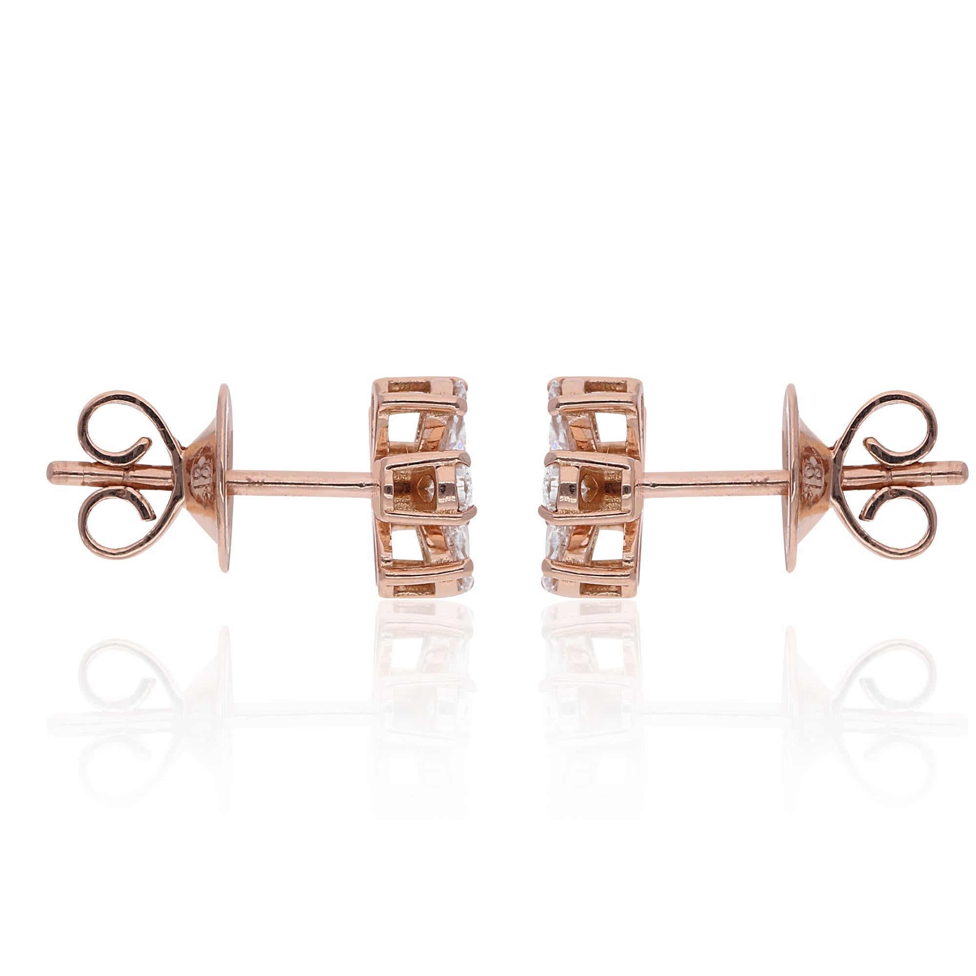 Donna Orecchini a perno floreali in oro rosa 18k SI/H 0,88 carati con diamante a forma di pera per H. H. in vendita