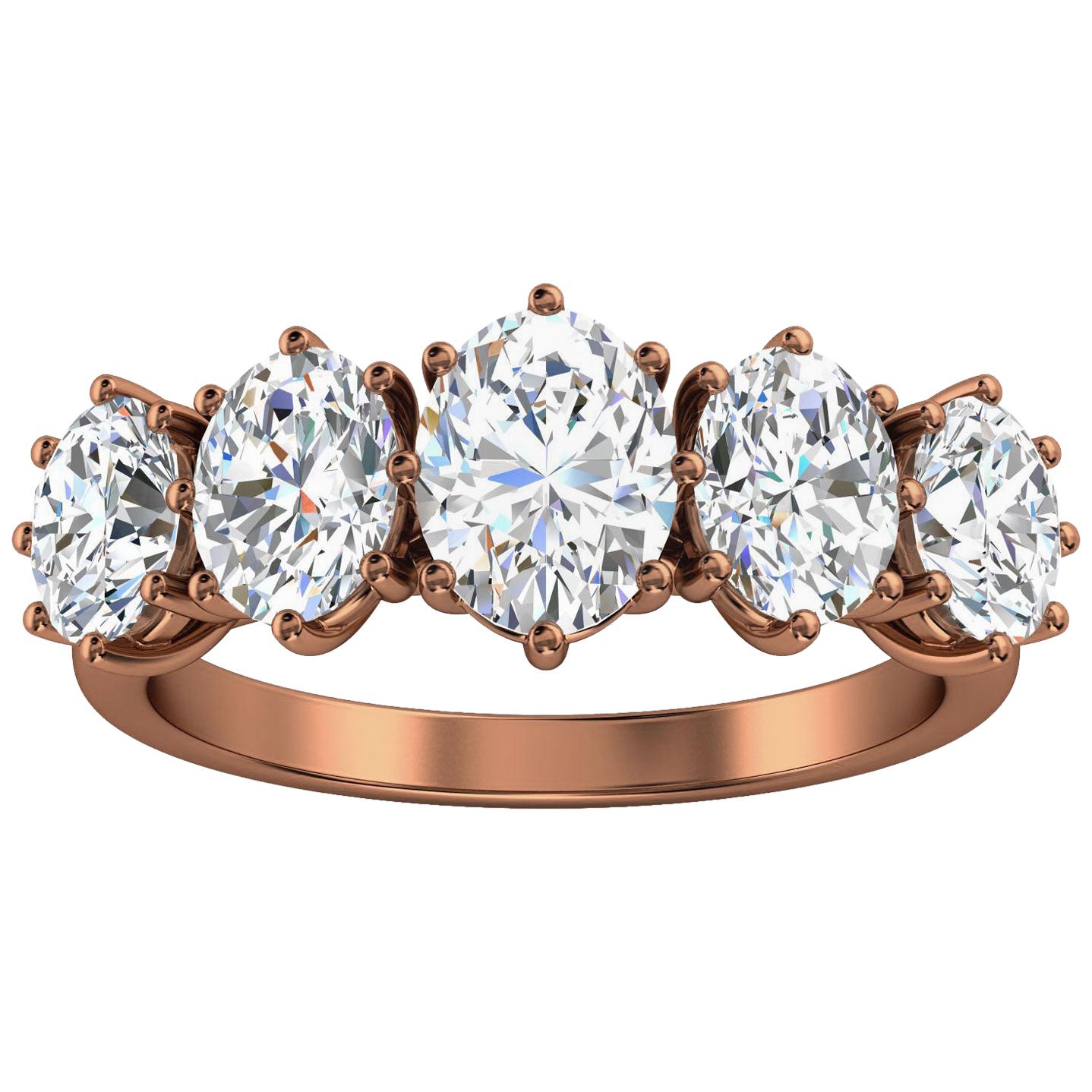 18K Rose Gold Sigalit Petite Rustic Oval Diamond Ring 1 1/2 Carat TW For Sale