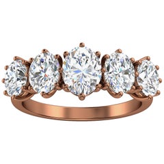 18K Rose Gold Sigalit Petite Rustic Oval Diamond Ring 1 1/2 Carat TW