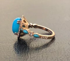 18K Rose Gold Sleeping Beauty Turquoise Halo Diamond Engagement Ring