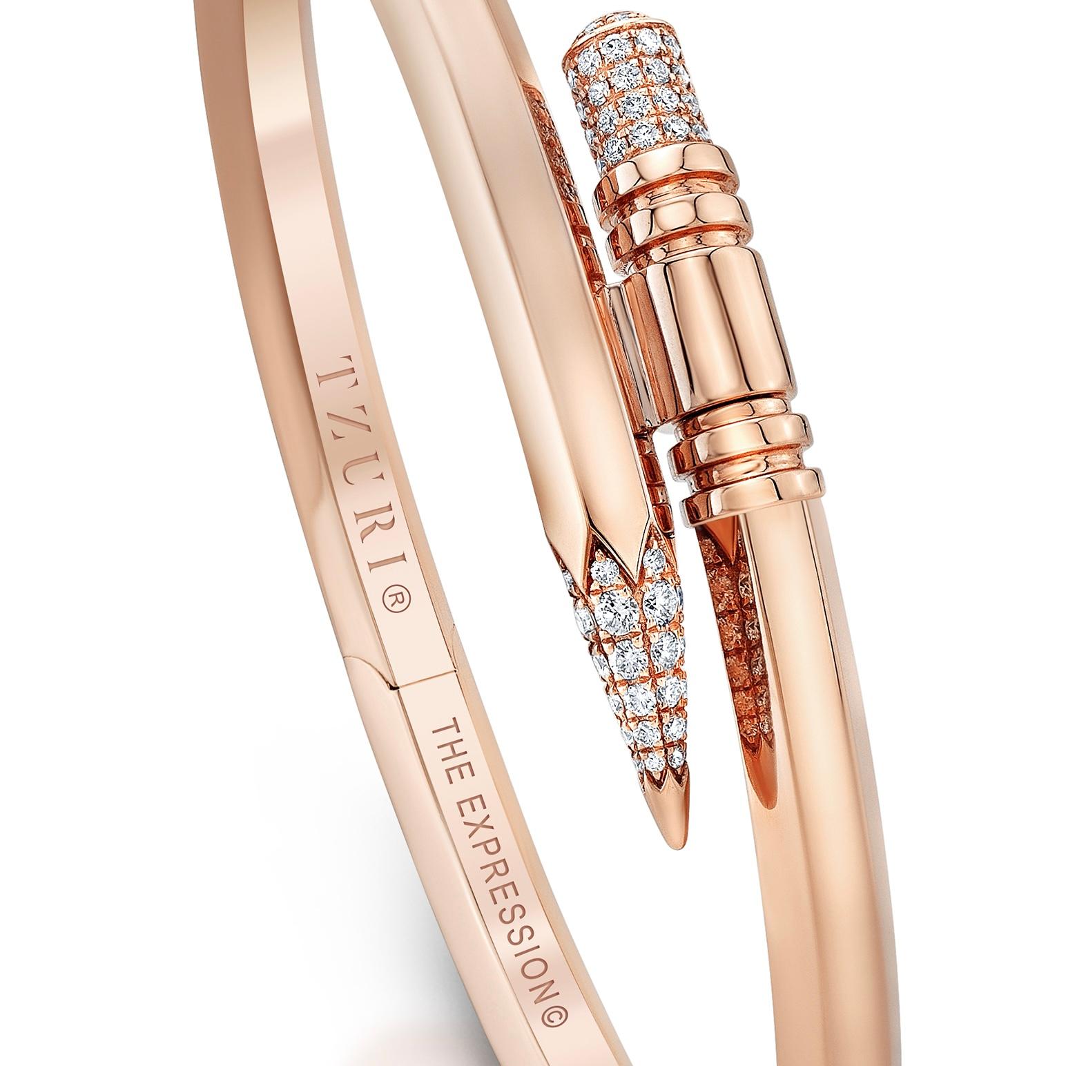 18K Rose Gold Small Expression Bracelet

4 mm Gauge Thickness

Weight: 0.45 ct (approx.)

Color: F-G
Clarity: VS+

Bracelets are produced in limited editions of 500 units, per design, annually. They are engraved with the serial number and signature