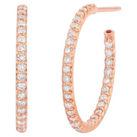 18K Rose Gold Small Inside Outside Diamond Hoop Earrings 000604AXERX0 For Sale