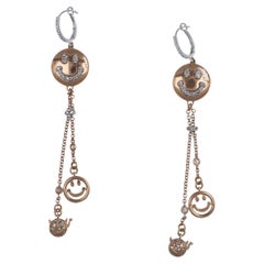 18K Rose Gold Smile Tropfenohrringe mit weißen und braunen Diamanten