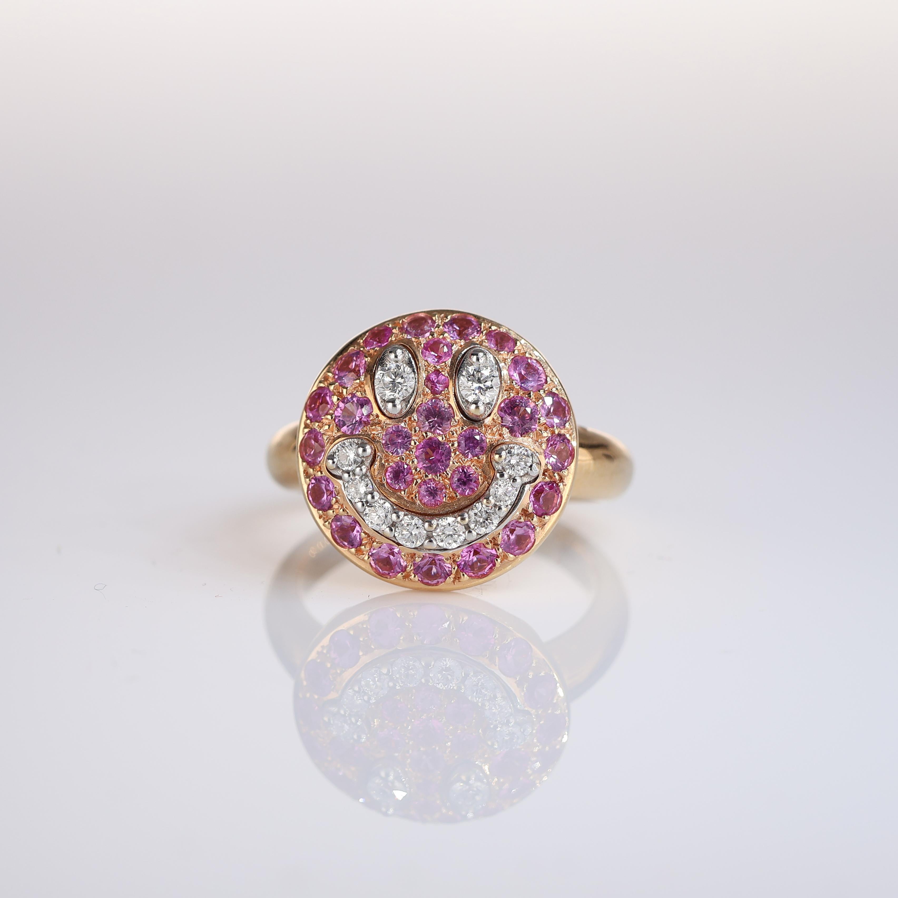 IMPORTANT NOTE:
✔ No additional costs will be added to this order.
✔ Shipping and customs duties are fully covered by us.
--------------------
Bring joy to your jewelry collection with this playful and luxurious 18K rose gold smiley face ring. The