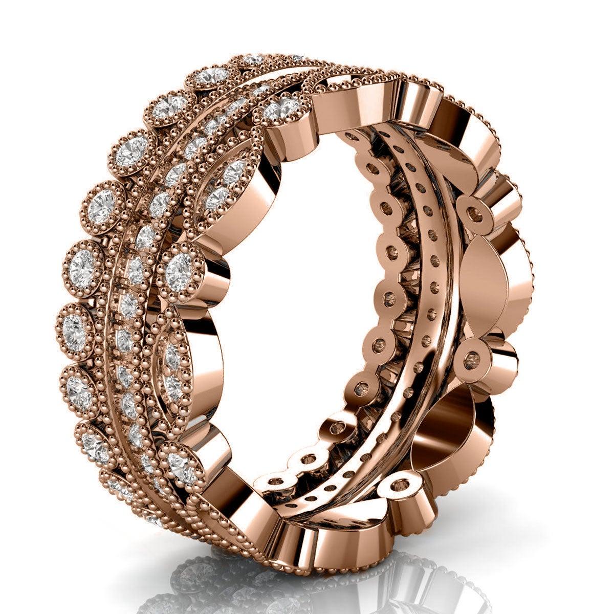 For Sale:  18k Rose Gold Sophie Antique Diamond Stack Ring '1 Ct. Tw' 2