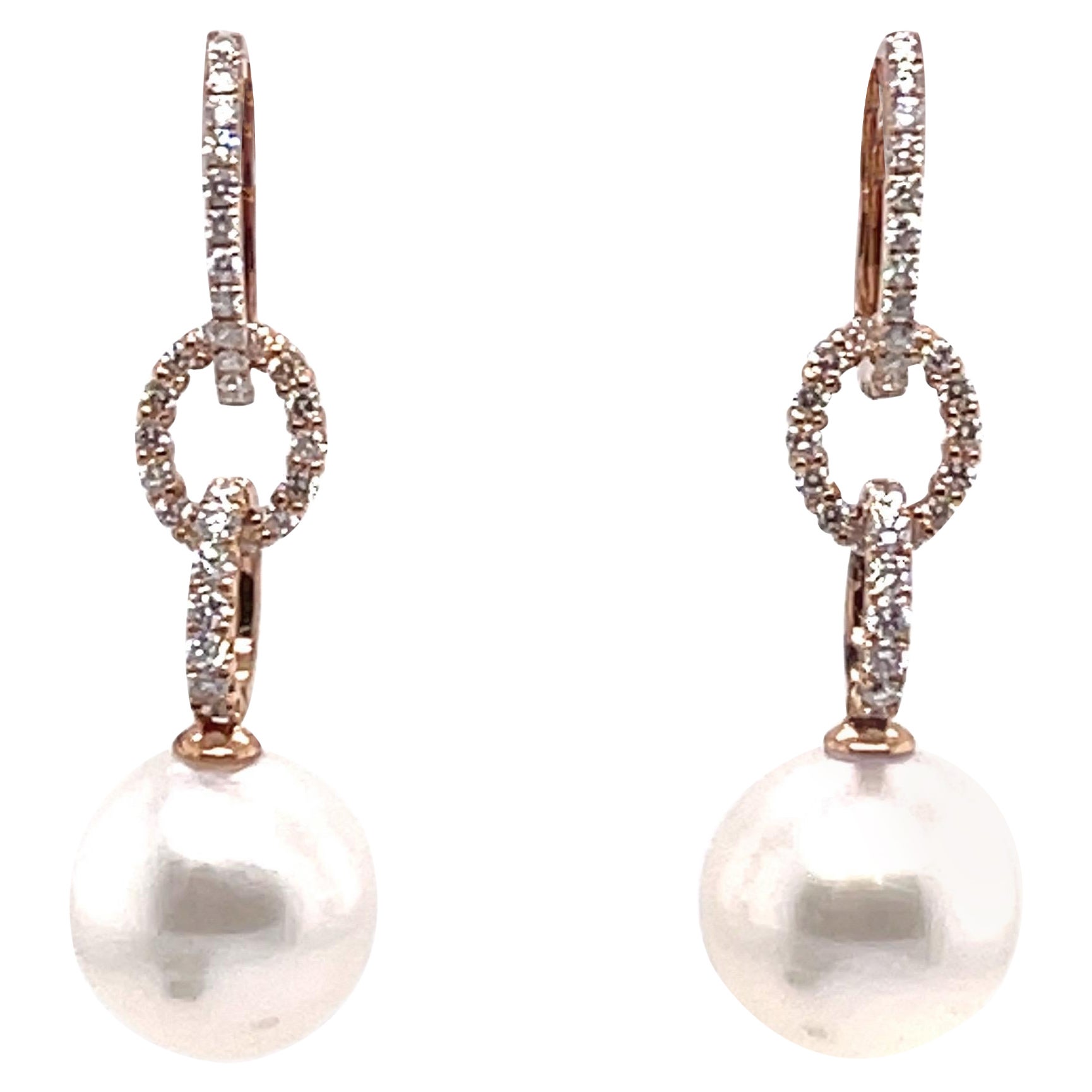 Boucle d'oreille en or rose 18 carats, mer du Sud, goutte d'eau ou anneau
