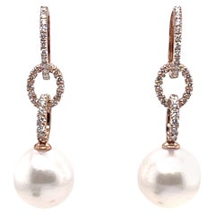 Boucle d'oreille en or rose 18 carats, mer du Sud, goutte d'eau ou anneau