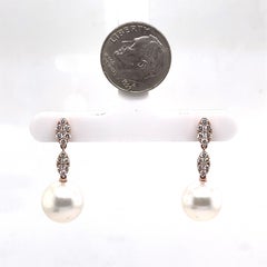 Orecchino a goccia con diamante e perla dei mari del sud in oro rosa 18K