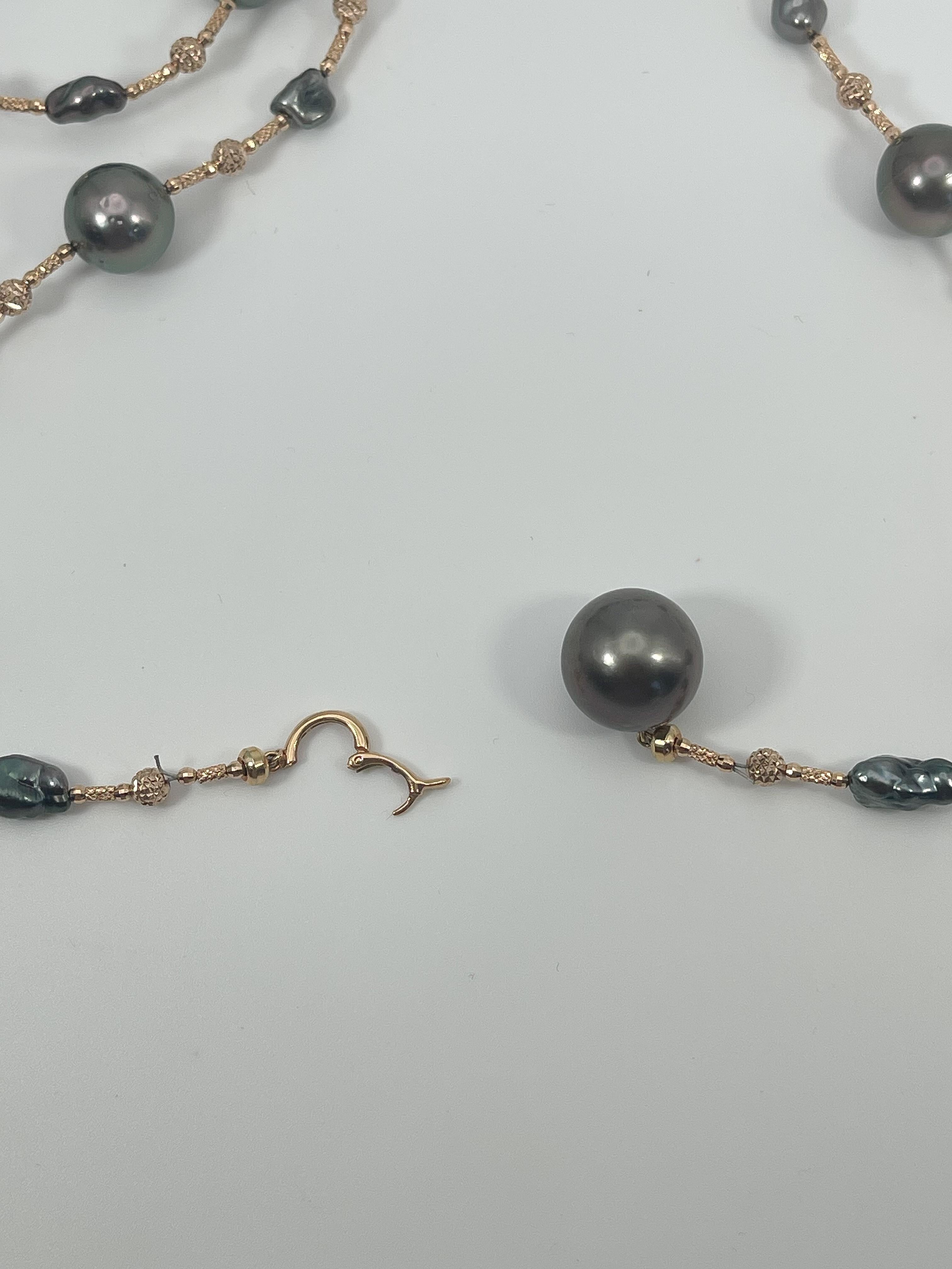 18K Rose Gold South Sea Tahitian Pearl Necklace  In Excellent Condition For Sale In Stuart, FL