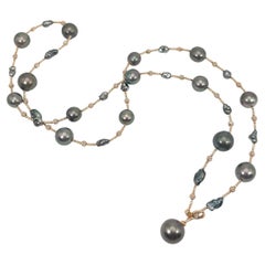 18K Rose Gold South Sea Tahitian Pearl Necklace 