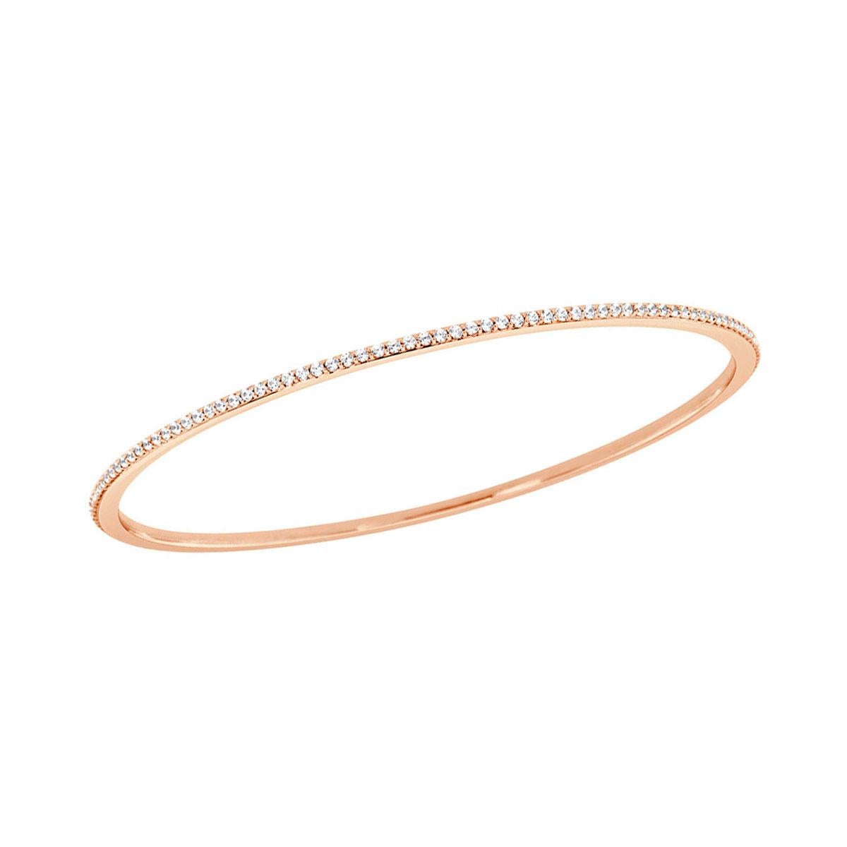 18k Rose Gold Stackable Micro-Prong Diamond Bangle '1 ct. tw' In New Condition For Sale In San Francisco, CA