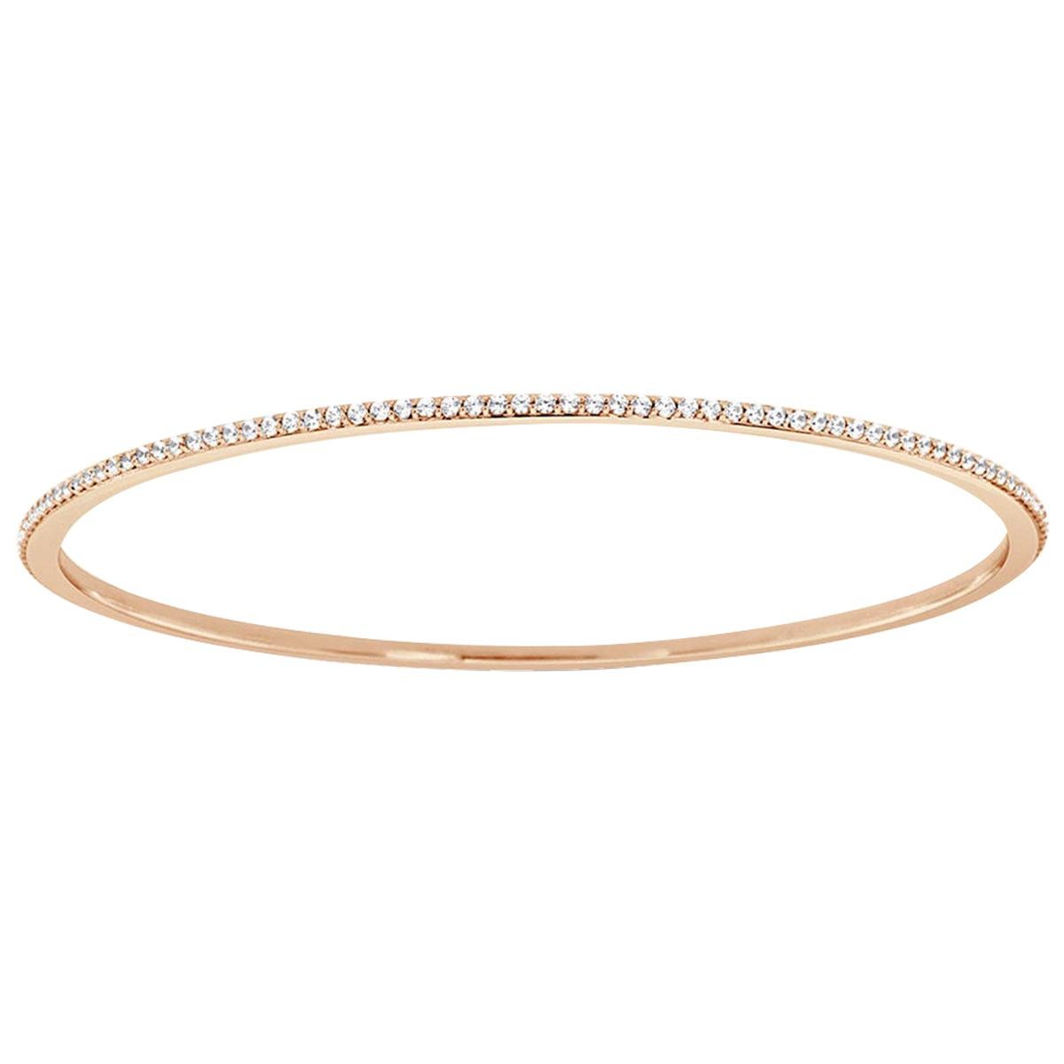18k Rose Gold Stackable Micro-Prong Diamond Bangle '1 ct. tw' For Sale