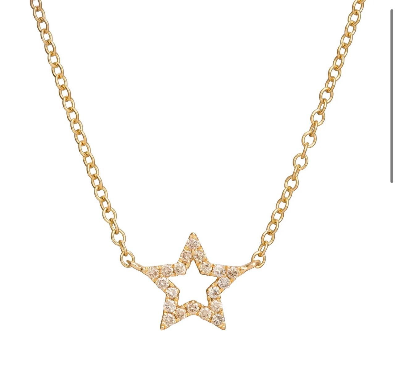 Taglio brillante Collana Star Charm in oro rosa 18k in vendita