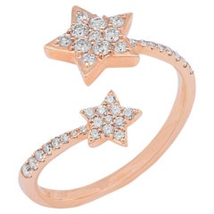 18k Rose Gold Star Ring with White Diamonds