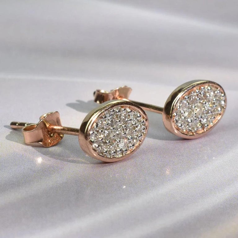 Dainty Stud Earrings in 18k Rose Gold, Yellow Gold, White Gold.

These Dainty Stud Earrings are made of 18k solid gold featuring shiny brilliant round cut natural diamonds set by master setter in our studio. Simple but unique, elegant and easy to
